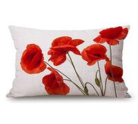 Solekla Housse de coussin décorative avec motif coquelicot - 30,5 x 50,8 cm