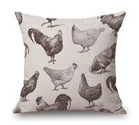 Solekla Housse de coussin décorative motif poules et coqs, 45 x 45 cm, couleur SL60, pour salon, chambre, bureau à domicile, salle à manger