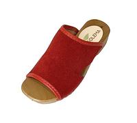 Solema Greta Sandales Sabots Mules Chaussons Chaussures en Cuir, Femme, Rouge, EU 37