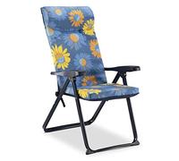 Solenny Chaise de Jardin Fauteuil Pliant 6 Positions Rembourrage 5 cm 76x62x114 cm