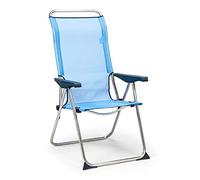 Solenny Chaise de Plage et de Jardin Pliable 5 Positions avec Dossier Anatomique 67 x 63 x 114 cm Couleur Bleue, Tissu Lavable et Pieds stabilisateurs pour Plus de sécurité