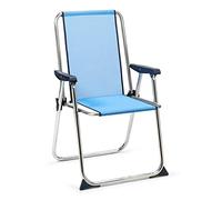 Solenny Chaise de Plage Pliable avec Dossier Haut 55 x 53 x 89 cm Couleur Bleue, Tissu Lavable et Pieds stabilisateurs pour Plus de sécurité, fabriquée en Tube d'aluminium