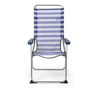 Solenny Chaise de Plage Pliante 5 Positions avec Dossier Anatomique 67 x 63 x 114 cm Couleur Bleu et Blanc Tissu Lavable et Pieds stabilisateurs pour Plus de sécurité