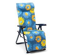 Solenny Chaise Longue Pliante de Jardin rembourrée 86 x 62 x 114 cm 6 Positions avec tête Anatomique Tissu Lavable et Pieds stabilisateurs pour Plus de sécurité