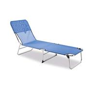 Solenny Hamac Pliable Chaise Longue de Jardin et de Plage avec 3 Pieds sans Ressorts 190 x 61 x 30 cm, Couleur Bleue, Tissu Lavable et Pieds stabilisateurs pour Plus de sécurité