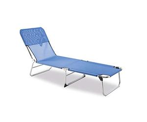 Solenny Hamac Pliable Chaise Longue de Jardin et de Plage avec 3 Pieds sans Ressorts 190 x 61 x 30 cm, Couleur Bleue, Tissu Lavable et Pieds stabilisateurs pour Plus de sécurité