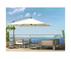 Solenzara parasol ecru déporté carré 3 x 3 m led