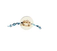 Solenzo Bracelet en bois réglable gravé homme femme - Van surf esprit voyage - Fabrication française (Cordon vert et blanc)