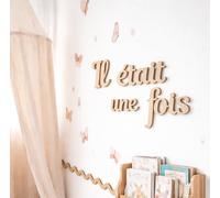 Solenzo Décoration murale en bois “Il était une fois” - Lettres décoratives chambre bébé/enfant - Style naturel et poétique - Fabrication artisanale