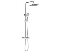 Solepearl Colonne de Douche Thermostatique Système, Hauteur Réglable Ensemble de Douche avec Pomme Douche de Tête et 21cm, 3 Jets Douchette, 38°C Anti-BrûLure Mitigeur Thermostatique, Chrome