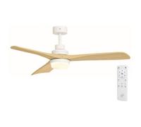 Soler & Palau HTD-135 DC OAK Ventilador de Techo con Luz y Mando a Distancia 56W Blanco/Roble Claro