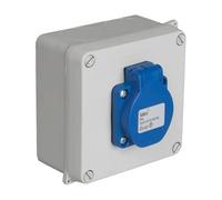 Solera 110×100×60 mm IP65 Boîte de dérivation extérieure assemblée IK08 avec prise Schuko 2P+T 16A • 815-2 • Gris • 1 unité