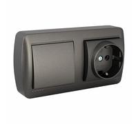 Solera Base double prise + interrupteur mural 2p+t 250 V 16 A Graphite