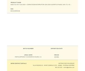Solera Base fixe 2P+T 16A 250V + commutateur 10AX 250V murale de surface 148x72x42 mm blanc