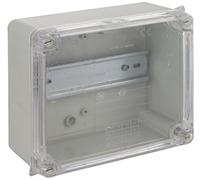 Solera Boîtier étanche sans cônes et rail DIN 35 mm, IP65, IK07, Gris, Polystyrène, Inclus : Couvercle du boîtier avec le joint monté ; 3 vis courtes 1 longue, Résistant à l'eau : étanche