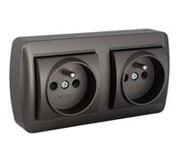 - Double prise française 2P+T 16A 250 V - en saillie noir graphite