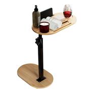 Solerconm Bout de Canapé de Salon en Bambou, Table de Chevet Réglable,table d'appoint pour baignoire，Petite Table d'Appoint pour Salon, Chambre, Bureau,40~82*43*22cm,
