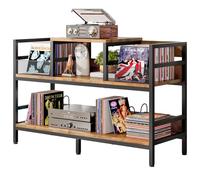 Solerconm Meuble pour platine vinyle, rangement pour jusqu'à 350 albums, support pour platine avec 4 séparateurs, meuble de rangement pour disques vinyles pour salon et chambre