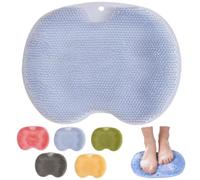Solespa Hands-Free Silicone Foot Scrubber Mat, Foot Scrubber for Shower with Non-Slip Suction Cups, Feet Back Cleaning Pad Improves Circulation (Blue)