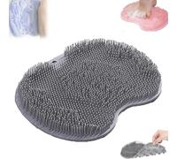 Solespa Hands-Free Silicone Foot Scrubber Mat, Solespa Foot Scrubber, Shower Feet Scrubbers Mat, with Non-Slip Suction Cups Suction Cups and Drain Holes, for Man Woman (Gray,M)