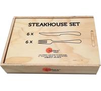 Solex Lena Ensemble de couverts à steak 12 pièces pour 6 personnes, boîte en bois incluse