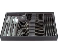 Solex Lena set de couverts 30 pièces pour 6 personnes, aspect martelé, dans boîte à couverts