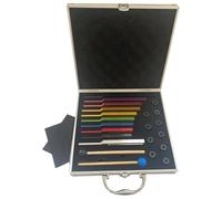 Solfeggio Lot de 10 diapasons d'accordage pour thérapie sonore Chakra Instruments en alliage d'aluminium avec maillets en bois et bases en caoutchouc, fréquences 174-963 Hz et 432 Hz, avec boîte de