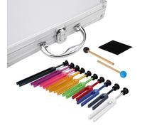 Solfeggio Lot de 10 diapasons non lestés colorés 432 Hz Chakra Music Diapason avec coffret cadeau et 2 maillets en caoutchouc pour la méditation et la guérison sonore
