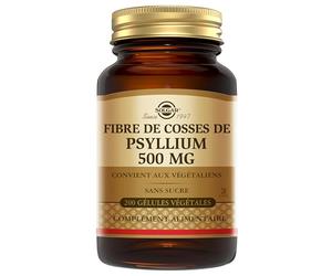 Solgar Psyllium 500 mg - Transit Intestinal et Confort Digestif - Fibres végétales - Vegan - Complément Alimentaire - Flacon de 200 gélules végétales