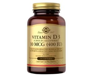 SOLGAR Vitamine D3 (Cholécalciférol) 10 mcg (400 UI) (250 gélules)