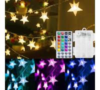 Solhice Guirlande lumineuse étoilée à 40 LED à changement de couleur 6 m, fonctionne à piles, lumières scintillantes pour chambre d'enfant, guirlande lumineuse étanche à suspendre avec télécommande