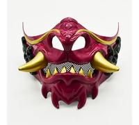 SOLIAXDIY masqu Demi-masque japonais Hannya Dent de loup Démons Samouraï Halloween Oni Masque pour adulte Cosplay