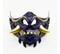 SOLIAXDIY masqu Demi-masque japonais Hannya Dent de loup Démons Samouraï Halloween Oni Masque pour adulte Cosplay