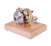 SOLIAXDIY Moteur de refroidissement à eau rétro 1,6 cc avec système de refroidissement à eau, plate-forme de base en bois pour constructions métalliques de précision, cadeaux pour adultes