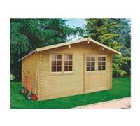 Solid Abri de Jardin en Bois Brut Visp 28 mm - 16 m² avec Toit à 2 Pans - S8386