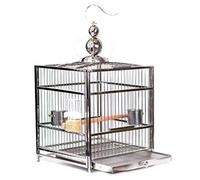 Solid Bird Cage Square Roof en Acier Inoxydable Perrot Bird Cage Baignage Cage de baignade Supplies pour Animaux de Compagnie pour Les orientes Finches Parrotlet Bird Cage (Version régulière)