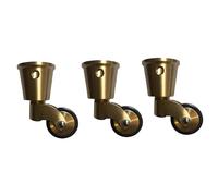 Solid Brass Castor with 25mm Wheels 360° Swivel Rubber Caster Wheels for Furniture(3PCS)