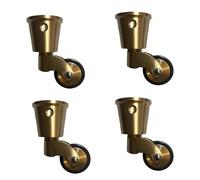 Solid Brass Castor with 25mm Wheels 360° Swivel Rubber Caster Wheels for Furniture(4PCS)