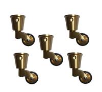 Solid Brass Castor with 25mm Wheels 360° Swivel Rubber Caster Wheels for Furniture(One Size)