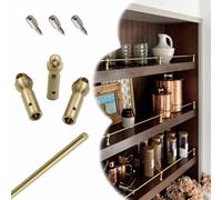 Solid Brass Rails for Shelves, Cabinet Metal Guardrail Bar with 3 Posts & Screws, 8 12 16 20 28 32 38 in, Anti Fall Barrier Rod for Wine, Books, Shoe(Brass-Style B,36in/91cm)