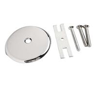 Solid Brass Single Hole Bathtub Drain Overflow Face Plate Kit with Mounting Plate and Screws, Silver Black Finish, for Most Standard Tubs, Bathroom Renovation(Silver)