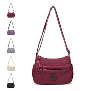 Solid Color Fashionable Multi-pocket Zipper Crossbody Bag, Casual Versatile for Travel Work Daily Use (Burgundy)