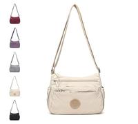 Solid Color Fashionable Multi-pocket Zipper Crossbody Bag, Casual Versatile for Travel Work Daily Use (Khaki)
