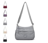 Solid Color Fashionable Multi-pocket Zipper Crossbody Bag, Casual Versatile for Travel Work Daily Use (Gray)