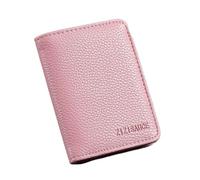 Solid Color Leather Credit Card Case Wallet Simple Bank ID Bus Holder Travel Coin Money Organizer Bags(NO.3-Pink)