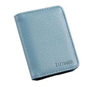 Solid Color Leather Credit Card Case Wallet Simple Bank ID Bus Holder Travel Coin Money Organizer Bags(NO.1-Light Blue)
