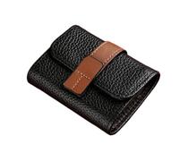 Solid Color PU Leather Women Multi-Card Slot Credit Card Holder Business ID Case Wallet with Coin Pocket Driver License(Black)