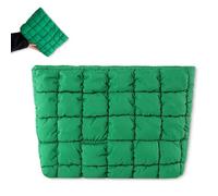 Solid Color Quilted Design Clutch,Puffer Makeup Bag,Large Capacity Travel Storage Bag, Travel Toiletry Organizer Pouch Clutch (Green)