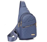 Solid Color Quilted Fanny Pack, Casual Cross Body Bag for Women Men, Chest Bag Daypack (Blue)