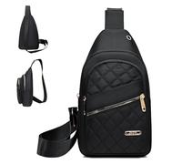 Solid Color Quilted Fanny Pack, Simple Ladies Chest Bag, Women's Fashion Casual Shoulder Crossbody Bags (Black)